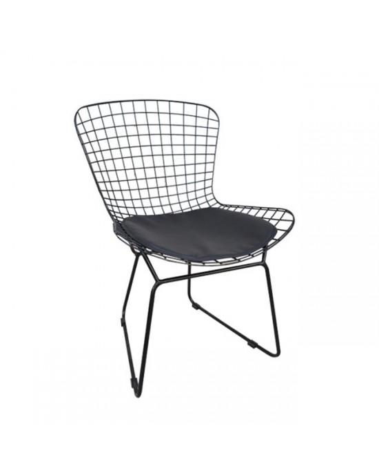 Ε5142 SAXON Καρέκλα Μέταλλο Βαφή Μαύρο, Μαξιλάρι Μαύρο  54x62x78cm