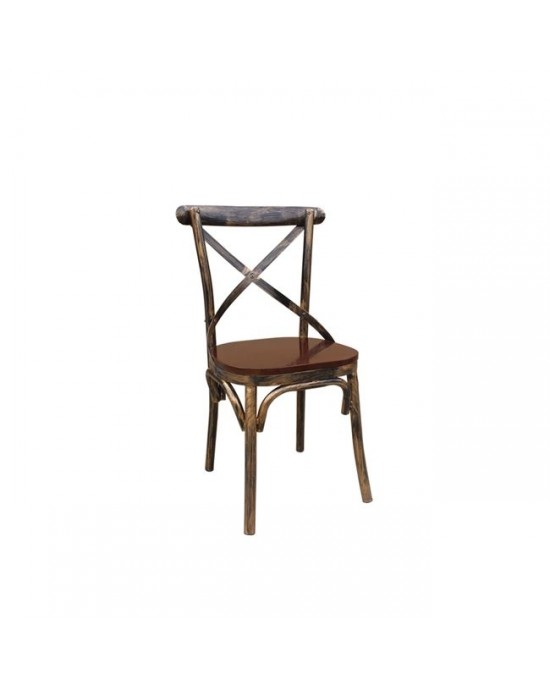 Ε5160,1 MARLIN Wood Καρέκλα, Μέταλλο Βαφή Black Gold 1 pack / 4 pcs 52x46x91cm