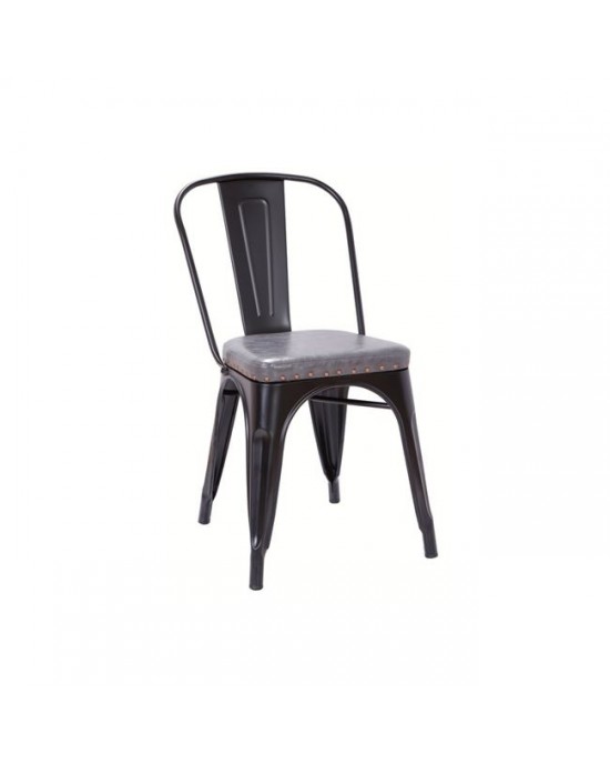 Ε5191Ρ,12Μ RELIX Καρέκλα, Μέταλλο Βαφή Μαύρο Matte, Pu Σκούρο Γκρι 45x51x82cm