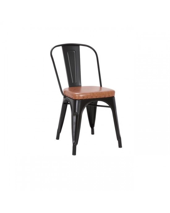 Ε5191Ρ,14Μ RELIX Καρέκλα, Μέταλλο Βαφή Μαύρο Matte, Pu Camel 45x51x82cm