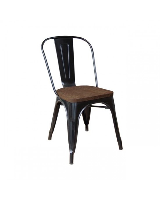Ε5191W,11 RELIX Wood Dark Oak Chair Steel Black 1 pack / 10 pcs