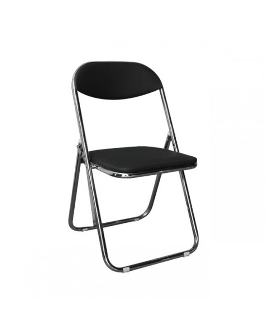 Ε556,1 STAR Καρέκλα Πτυσσόμενη Μέταλλο Χρώμιο, Pu Μαύρο 1 pack / 6 pcs 45x49x80cm