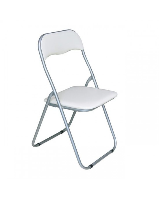 Ε557,4 LINDA Καρέκλα Πτυσσόμενη Βαφή Γκρι, Pvc Άσπρο 1 pack / 6 pcs 43x46x80cm