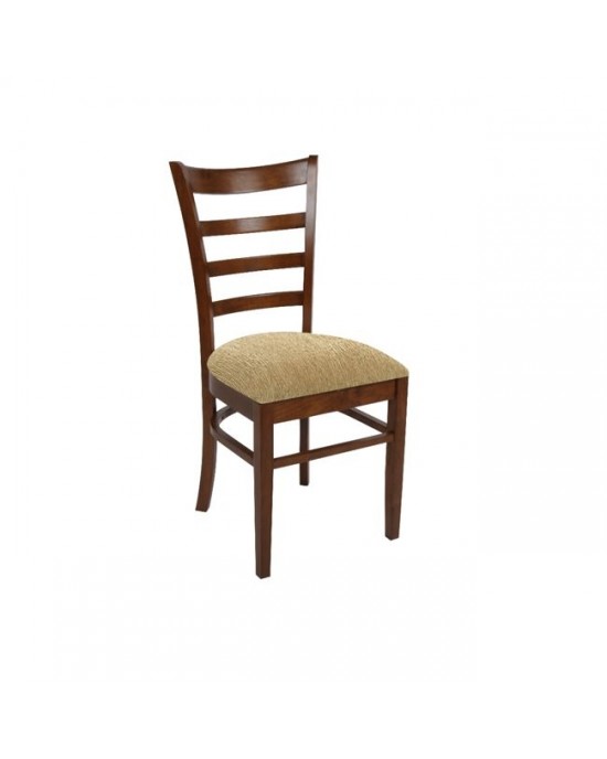 Ε7052,2 NATURALE Chair Walnut/Fabric Beige 1 pack / 2 pcs-42x50x91cm