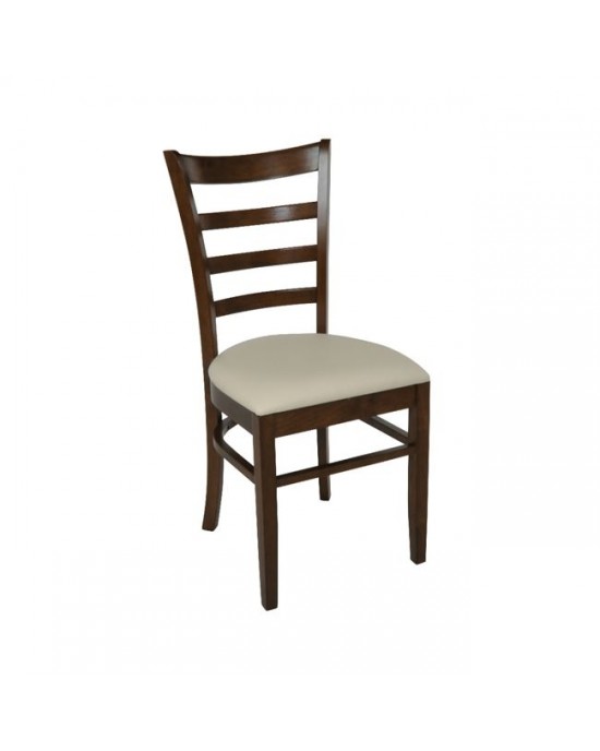 Ε7052,3 NATURALE Καρέκλα Καρυδί, Pu Εκρού 1 pack / 2 pcs 42x50x91cm