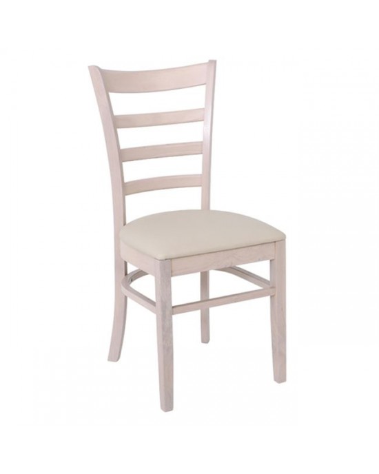 Ε7052,5 NATURALE Καρέκλα White Wash, Pu Εκρού 1 pack / 2 pcs 42x50x91cm