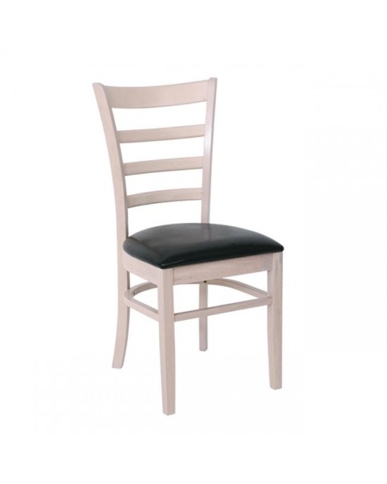 Ε7052 NATURALE Καρέκλα White Wash, Pu Μαύρο 1 pack / 2 pcs -42x50x91cm
