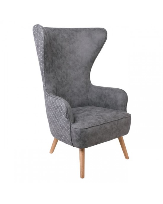 Ε7137,7 DOVELA Armchair Quilted Fabric Grey