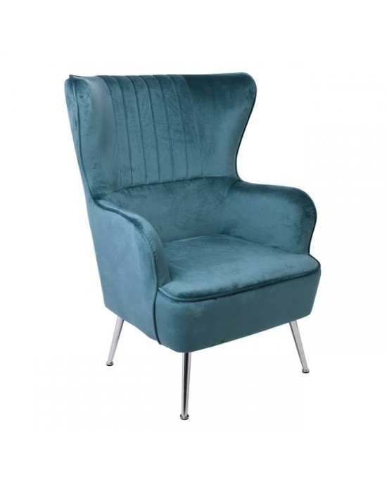 Ε7138,1 CROMA Armchair Fabric Blue Velure