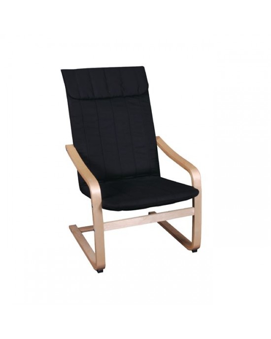 Ε7150,2 HAMILTON Armchair Natural (Birch)/Fabric Black