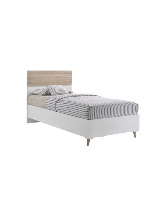 Ε7347,2 ALIDA Single Bed for Mattress 90x200cm, Shade Sonoma - White