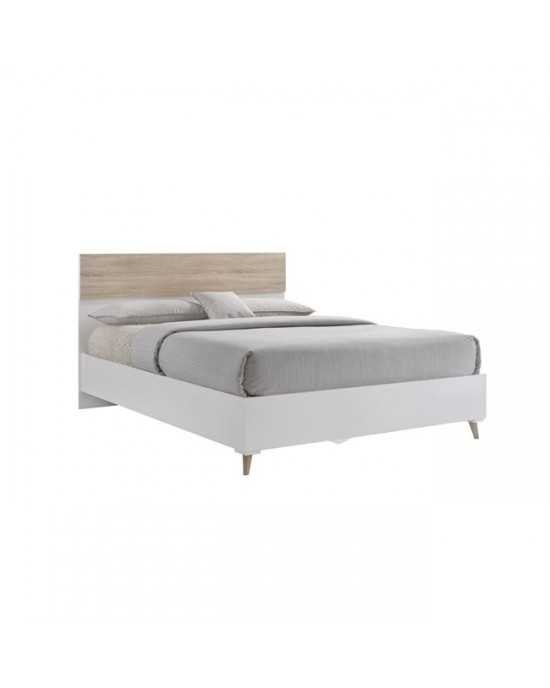 Ε7349,2 ALIDA Double Bed for Mattress 160x200cm, Sonoma Shade - White
