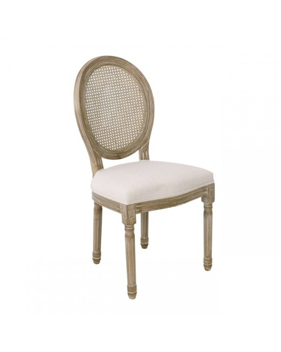 Ε754,1 JAMESON Καρέκλα με Ψάθα K/D Τραπεζαρίας - Σαλονιού, Decape Ύφασμα Εκρού 1 pack / 2 pcs- 49x45x97cm
