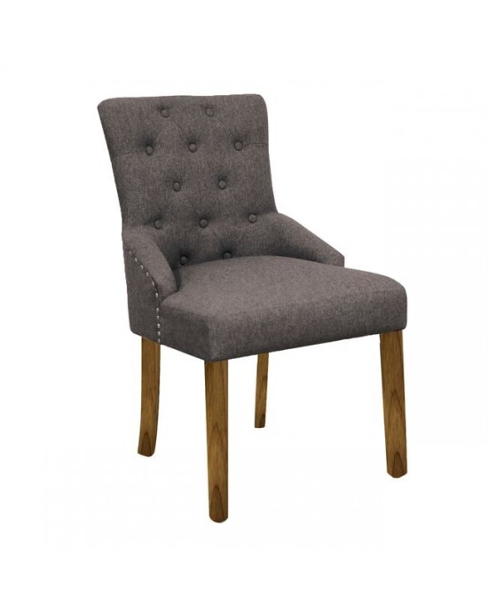 Ε7702,1 BOCCA Chair Natural / Brown Fabric 1 pack / 2 pcs- 56x63x93cm
