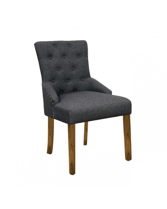 Ε7702,2 BOCCA Chair Natural / Dark Grey Fabric 1 pack / 2 pcs- 56x63x93cm