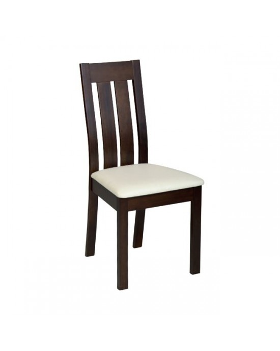 Ε771,2 REGO Chair Dark Walnut/Pvc Εcru 1 pack / 2 pcs-45x52x97cm