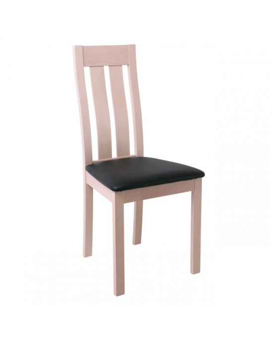 Ε771,3 REGO Beech Chair White Wash / PVC Black- 45x52x97cm