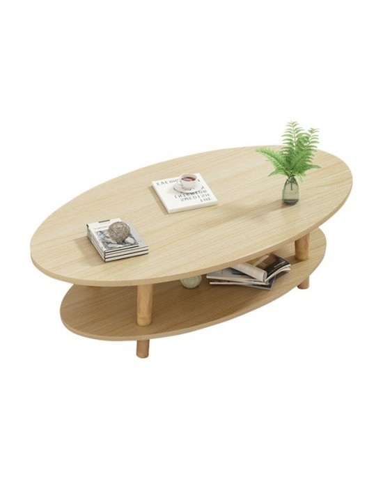 Ε7747,1 FINE Coffee Table (with shelf) 100x50x43cm Natural