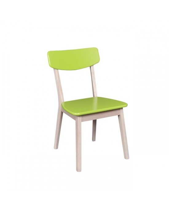 Ε7786,2 CALVIN Chair White Wash / Green-1 pack / 2 pcs-45x52x80cm