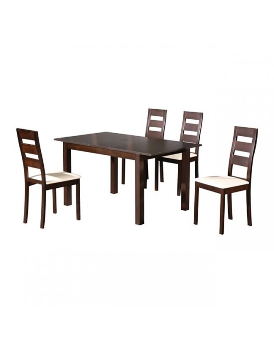 Ε781,S MILLER Set (Table 120+30x80+4 Chairs) Dark Walnut