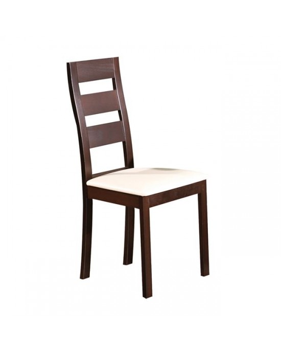 Ε782 MILLER Chair Dark Walnut/Pvc Εcru 1 pack / 2 pcs-45x52x97cm