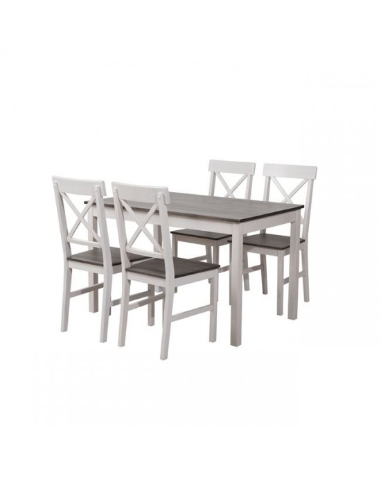 Ε783,1S DAILY Set K/D (Table 118x74+4 Chairs) White/Dark Oak