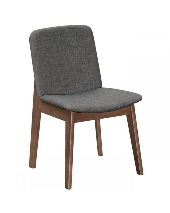Ε7872,1 EMMA Chair Walnut/Fabric Grey 1 pack / 2 pcs 49x57x83cm