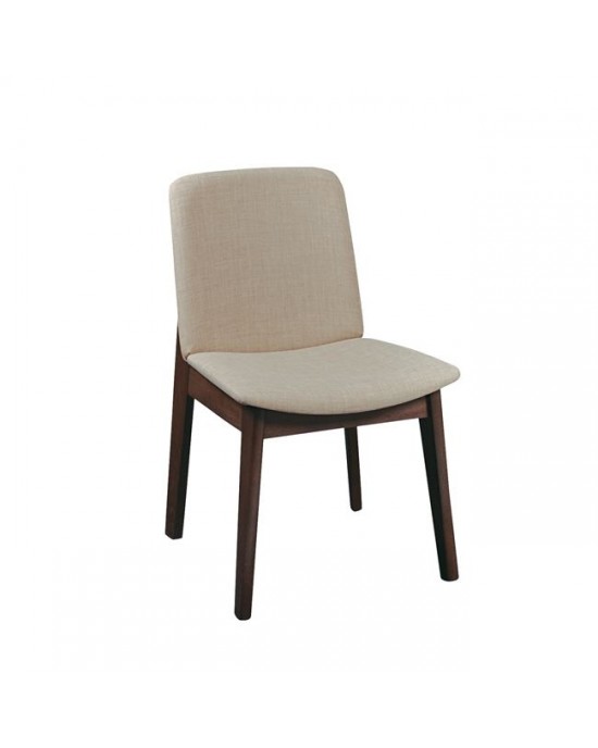 Ε7872,4 EMMA Chair Walnut/Fabric Beige 1 pack / 2 pcs-49x57x83cm