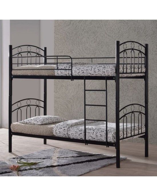 Ε8046 DECKER Double Deck Bed 90x200 Metal Black
