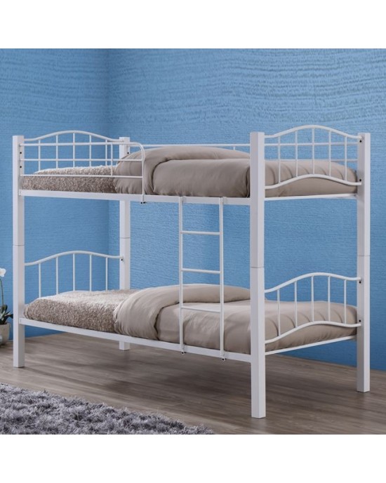 Ε8047,1 PALOMA Double Deck Bed 90x200 Metal White/Wood White