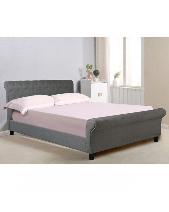 Ε8052,4 HARMONY Bed 160x200cm Grey Fabric