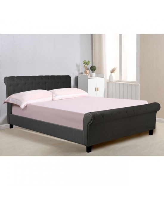 Ε8052,5 HARMONY Bed 160x200cm Dark Grey Fabric (Anthracite)