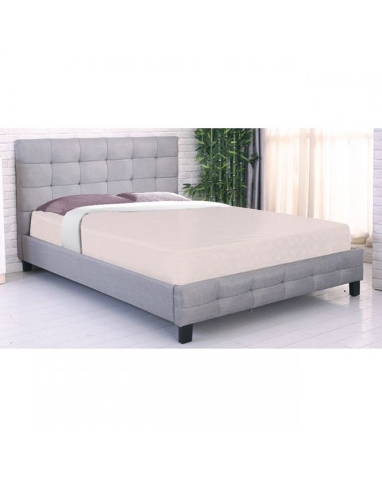 Ε8053,4 FIDEL Bed 160x200cm Grey Fabric