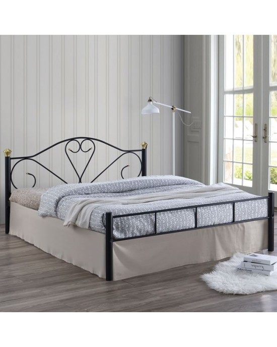 Ε8066 LAZAR Κρεβάτι Διπλό, για Στρώμα 150x200cm, Μέταλλο Βαφή Μαύρο