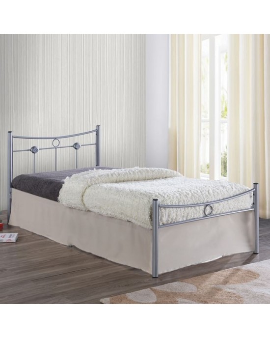 Ε8068,1 DUGAN Single Bed, for Mattress 90x200cm, Metal Paint Silver