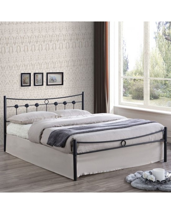 Ε8069 DUGAN Double Bed, for Mattress 150x200cm, Metal Paint Black
