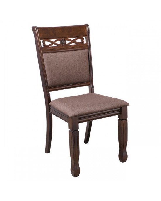 Ε807,Κ DEBBY Chair Dark Walnut/Fabric Brown 1 pack / 2 pcs