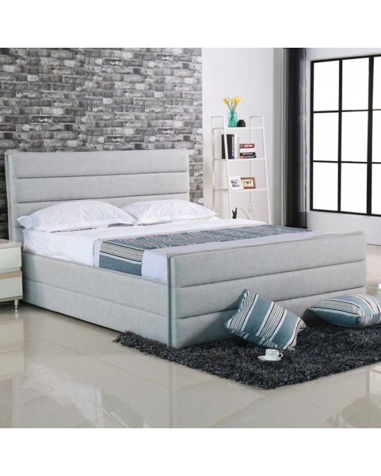 Ε8077 APOLLO King Bed, for Mattress 180x200cm, Fabric Shade Sand Gray