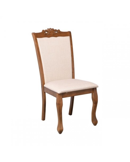 Ε808,Κ DELINE Chair Light Walnut/Fabric Beige 1 pack / 2 pcs