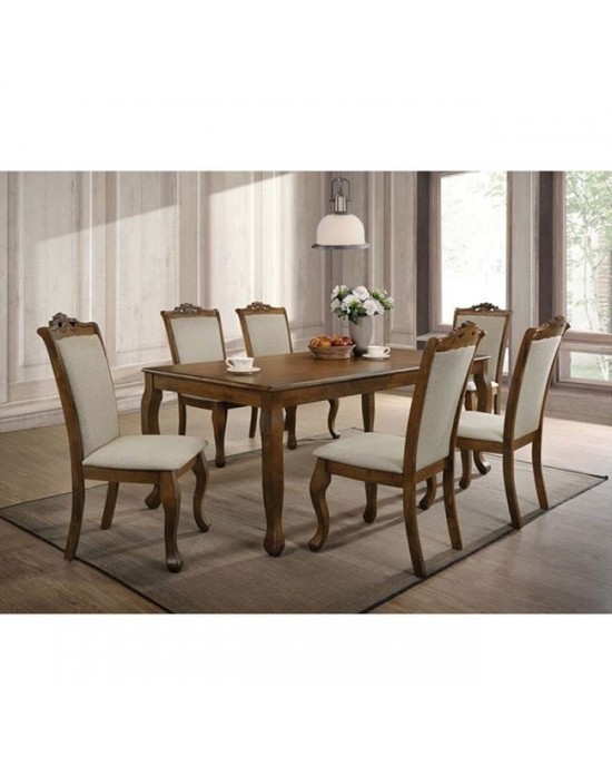 Ε808,S DELINE Set (Table 180x90x74cm+6 Chairs) Light Walnut