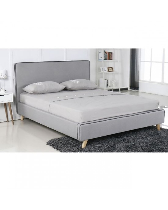 Ε8082,1 MORISSON Bed 140x190cm Light Grey Fabric