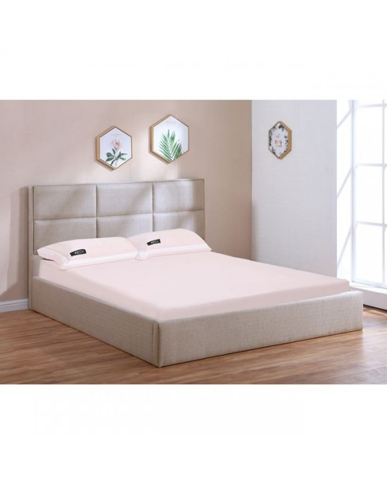 Ε8111,2 MAX Κρεβάτι Διπλό με Χώρο Αποθήκευσης, για Στρώμα 160 x200cm, Ύφασμα Απόχρωση Sand