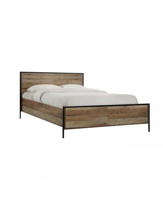 Ε8431 PALLET Κρεβάτι Διπλό, για Στρώμα160x200cm, Μέταλλο Βαφή Μαύρο, Antique Oak