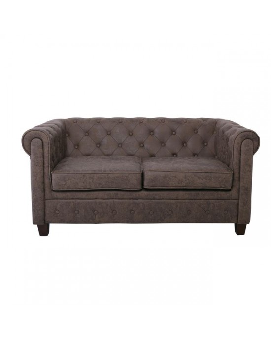 Ε9420,23 CHESTERFIELD-W  2-Seater Sofa Fabric Antique Brown