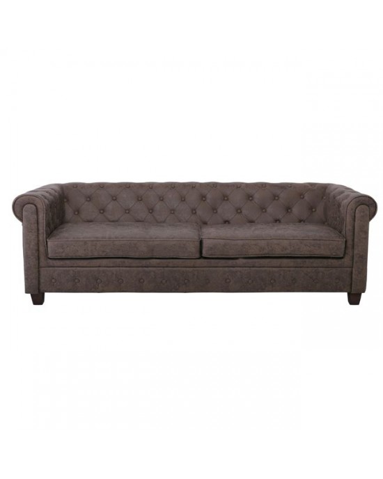 Ε9420,33 CHESTERFIELD-W  3-Seater Sofa Fabric Antique Brown