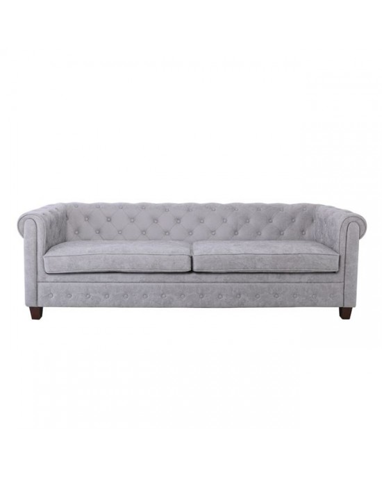 Ε9420,34 CHESTERFIELD-W  3-Seater Sofa Fabric Antique Grey