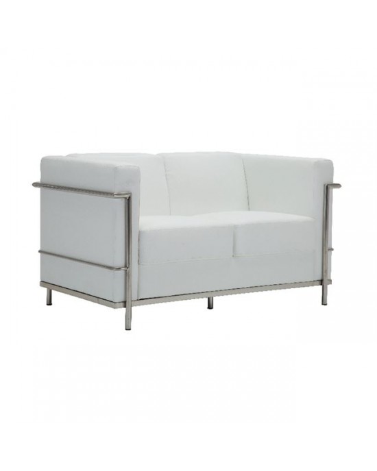 Ε947,21 GENOVA 2-Seater Sofa Inox/White Pu