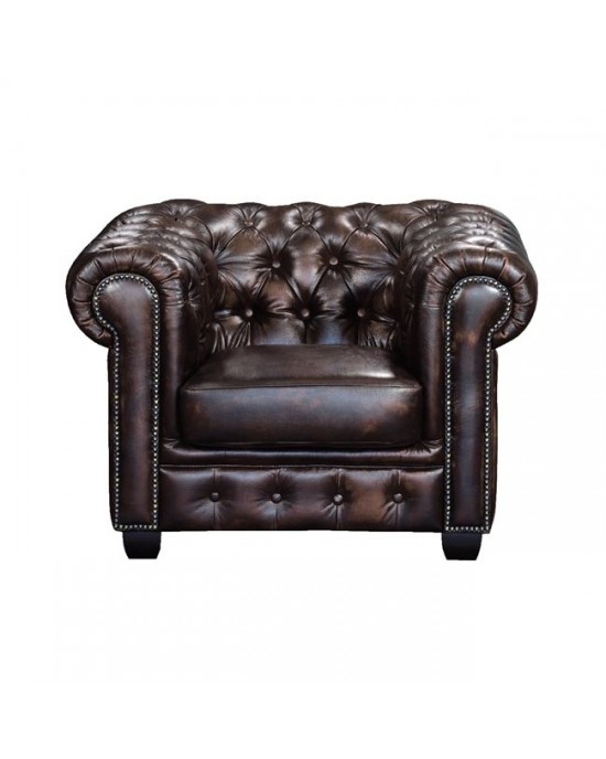 Ε9574,1 CHESTERFIELD-689 Lounge Armchair Leather Brown
