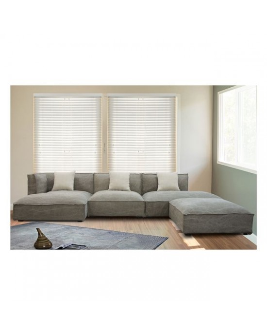 Ε9644,1R ALBERT Left Facing Corner Sofa/Fabric Brown-Grey
