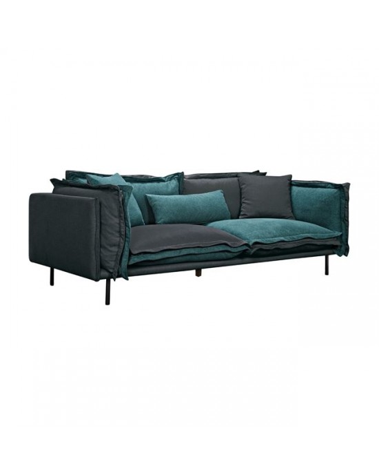 Ε9653 FLEX 3-Seater Sofa Fabric Green/Grey (Cushions Duplex)
